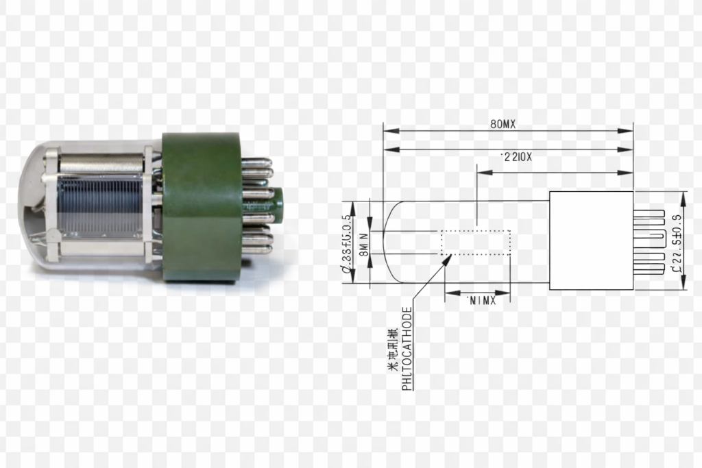 N1012 Photomultiplier Tube with diagram and physical design