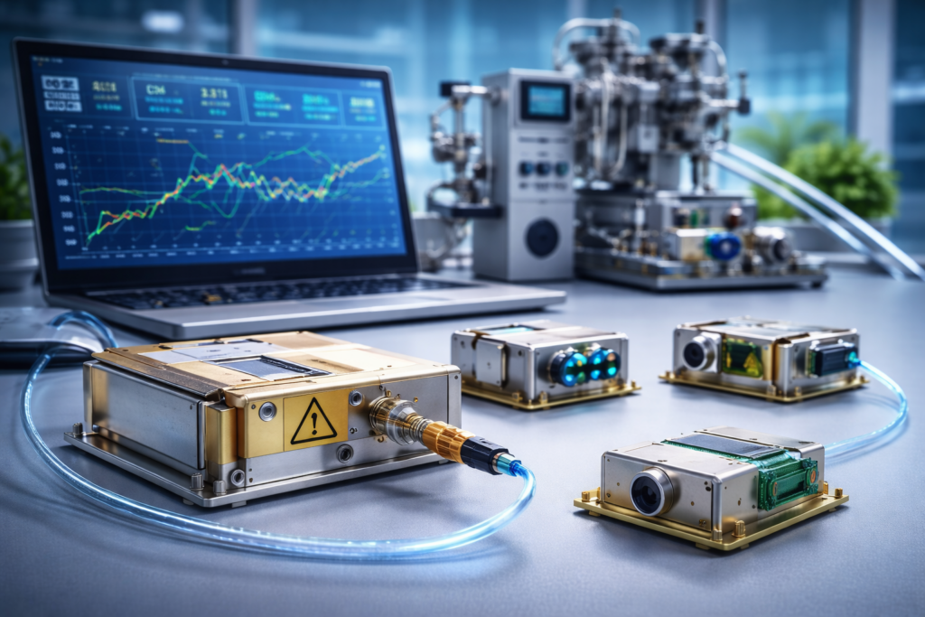 TDLAS (Tunable Diode Laser Absorption Spectroscopy) Gas Detection Module in an industrial environment for high-precision trace gas detection and monitoring.