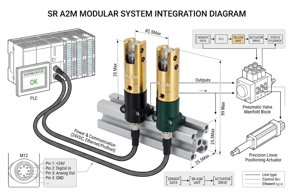 SR A2M UV flame detector system integration diagram